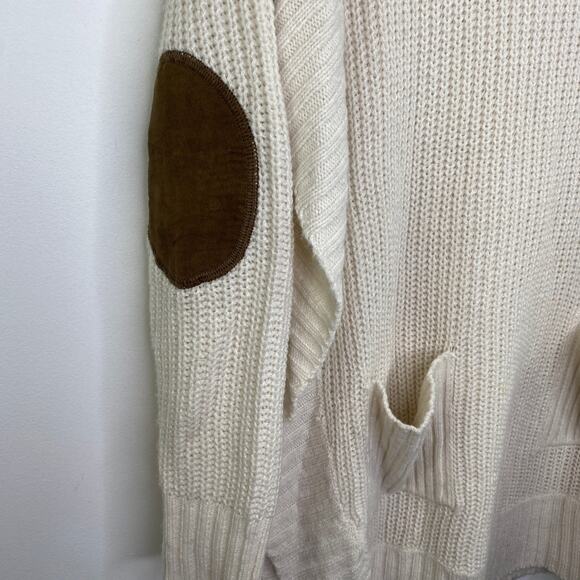 Alya Cream Elbow Patch Long Sleeve Cowl Neck Sweater Women's Size Medium M - Picture 2 of 8